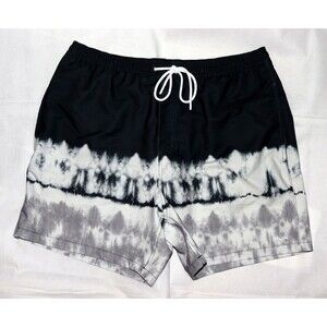 Huk Pursuit Salt Dye Volley Men's Lined White Gray Swim Trunks Shorts Size XL